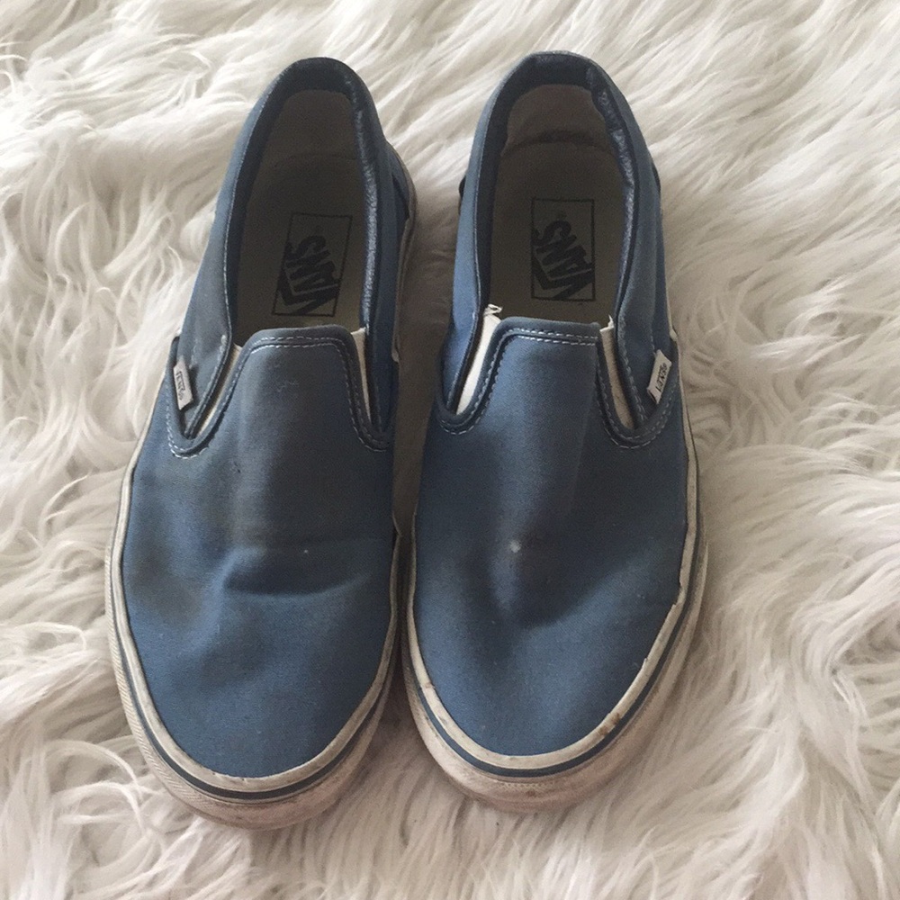 Blue vans slip ons
